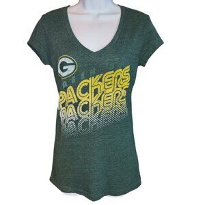 NFL Team Apparel Green Bay Packers V-Neck Short-sleeve Women's Top Size L